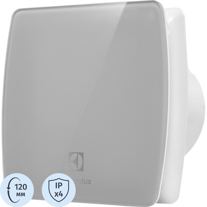 Изображение товара Электрический осевой вентилятор Electrolux Glass EAFG-120 Grey для влажных помещений