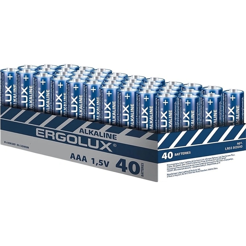 Изображение товара Батарейки AAA Ergolux мизинчиковые 40 штук в упаковке опт и розница