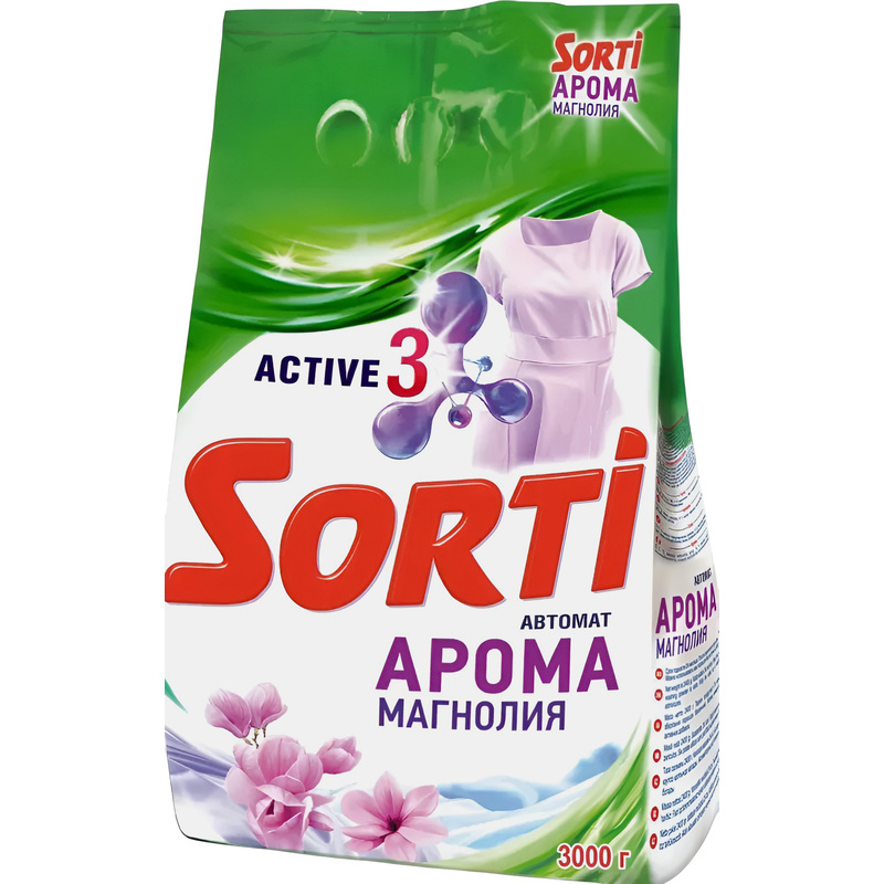 Изображение товара Порошок стиральный Sorti Арома Магнолия 6 кг для белого и цветного белья