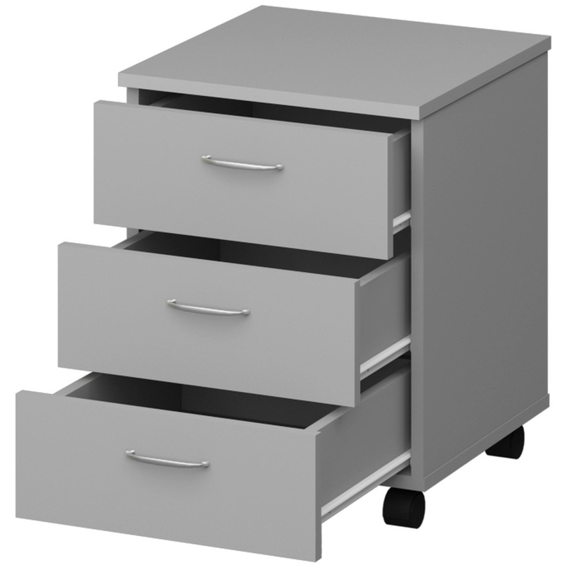 Изображение товара Тумба подкатная Бюджет 2556 3 ящика серый компактная мебель для хранения