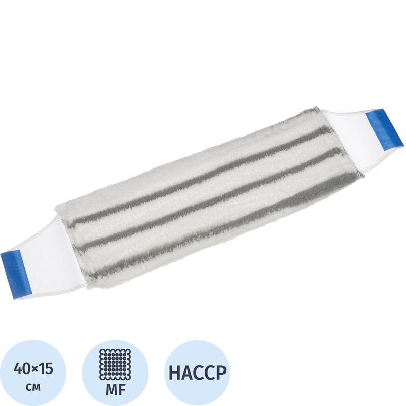 Изображение товара Насадка МОП для швабры-флаундера SYR микрофибра 40x15 см серая белая синяя уценка