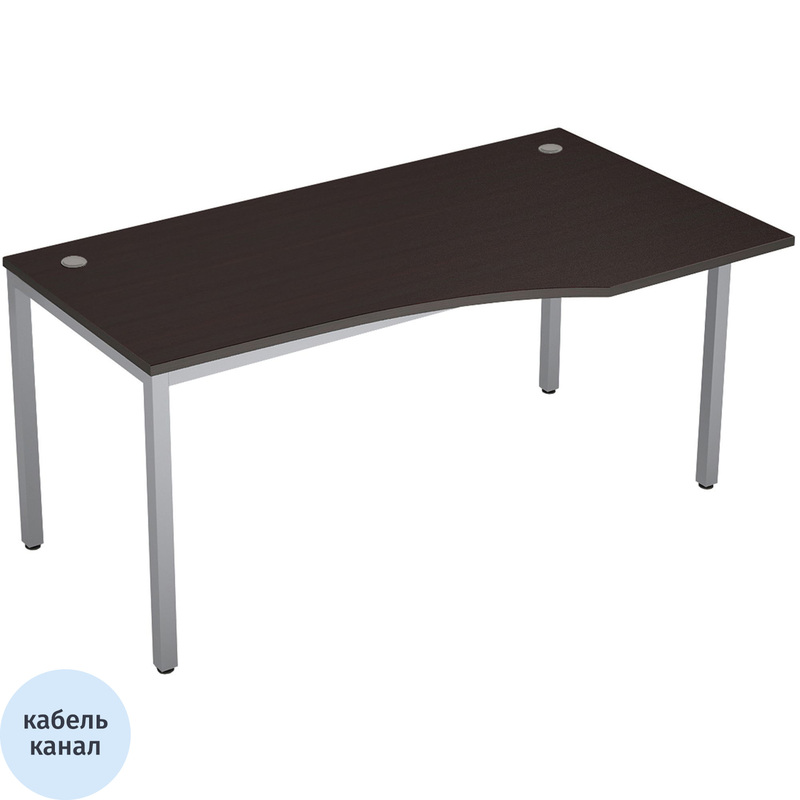 Изображение товара Эргономичный правый стол Avance 6М.021 венге алюминий матовый 1600х900х750 мм
