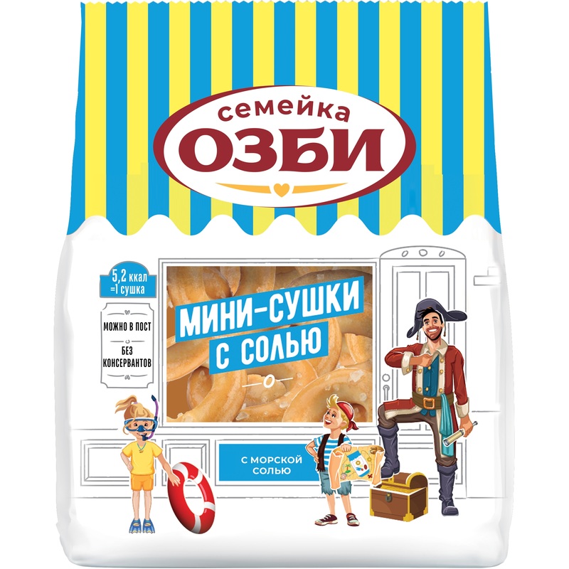 Изображение товара Мини-сушки Семейка Озби с солью 150 г - хрустящее угощение