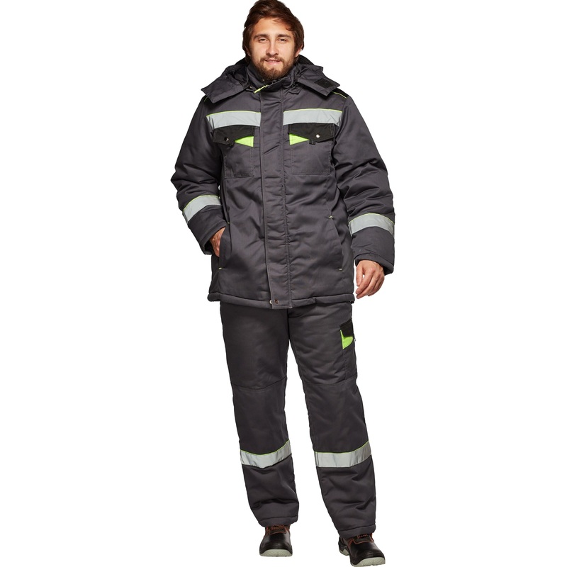Изображение товара Костюм рабочий зимний мужской Корвет с СОП серый/черный (размер 60-62, рост 182-188)