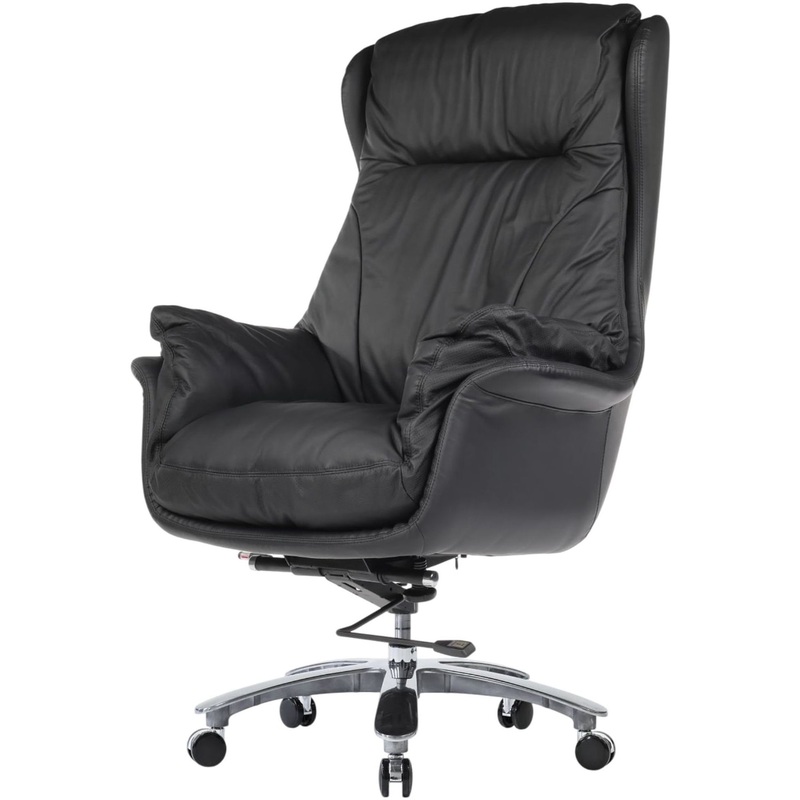 Изображение товара Кресло для руководителя RV Design Leonardo чёрное из кожи с механизмом Top Gun