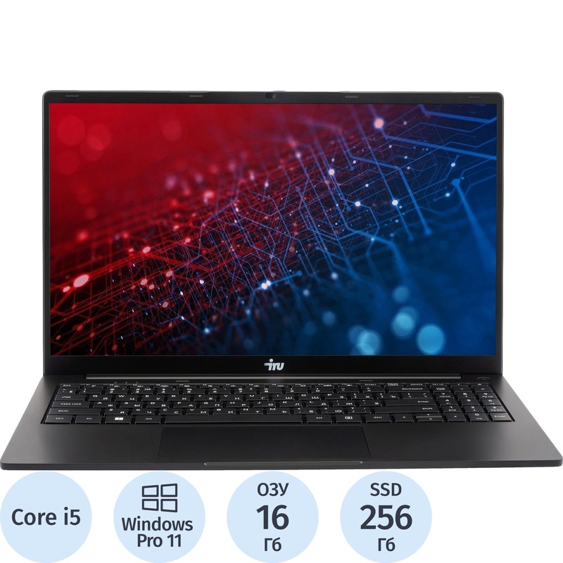 Изображение товара Ноутбук iRU Strato 15ALI 15.6 черный Intel Core i5 16ГБ SSD 256ГБ