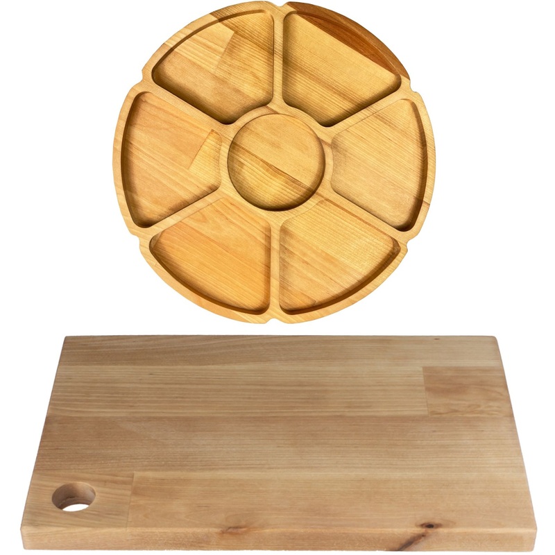 Изображение товара Менажница из дерева Panairo Lavarna 7 секций с разделочной доской в подарок