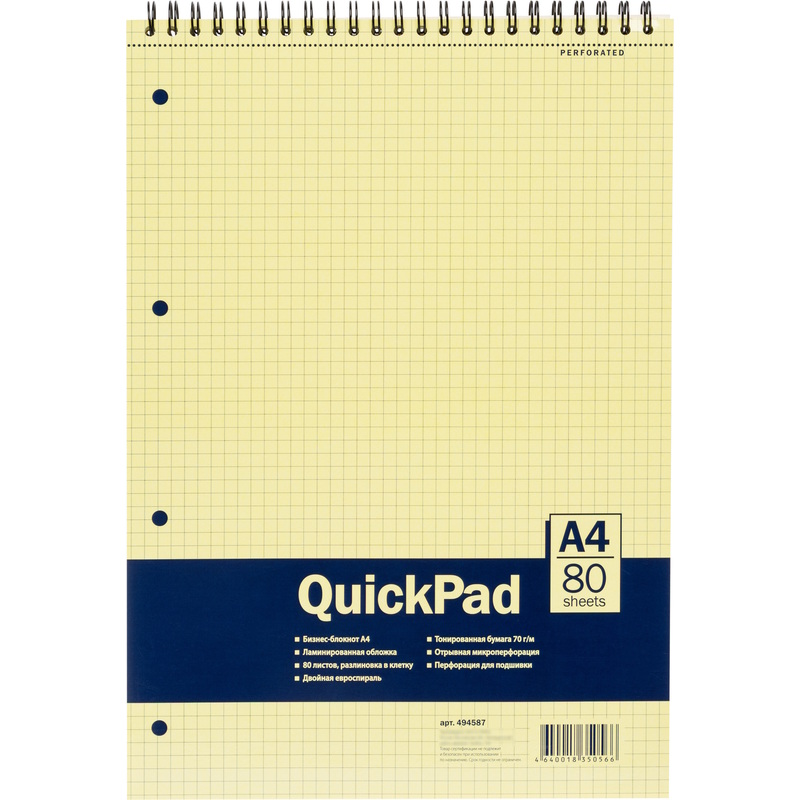 Изображение товара Блокнот Attache Selection А4 80 листов желтый в клетку на спирали