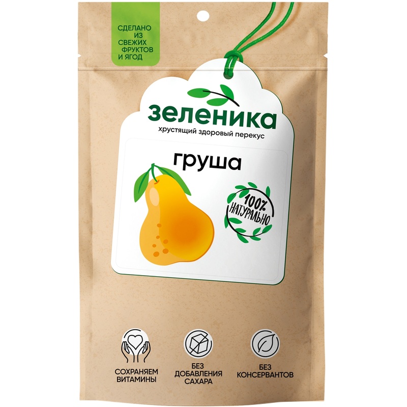 Изображение товара Груша Зеленика сушёная 20 г натуральный фруктовый перекус без добавок и сахара