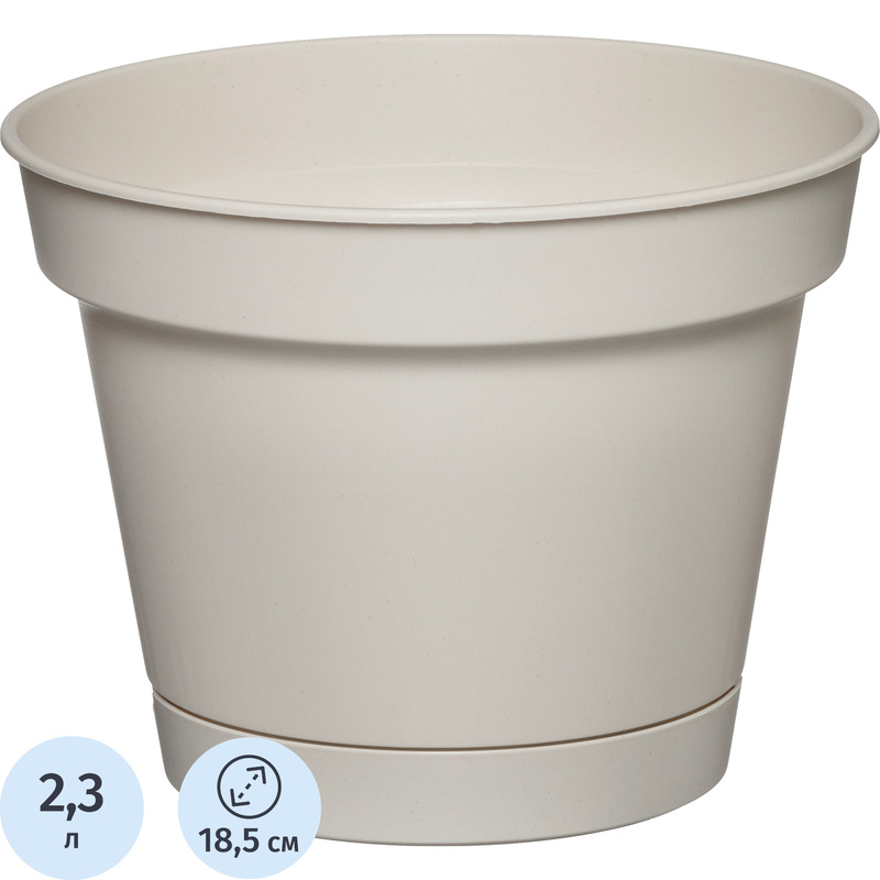Изображение товара Горшок для цветов с поддоном Idiland Mint 2.3 л светло-бежевый