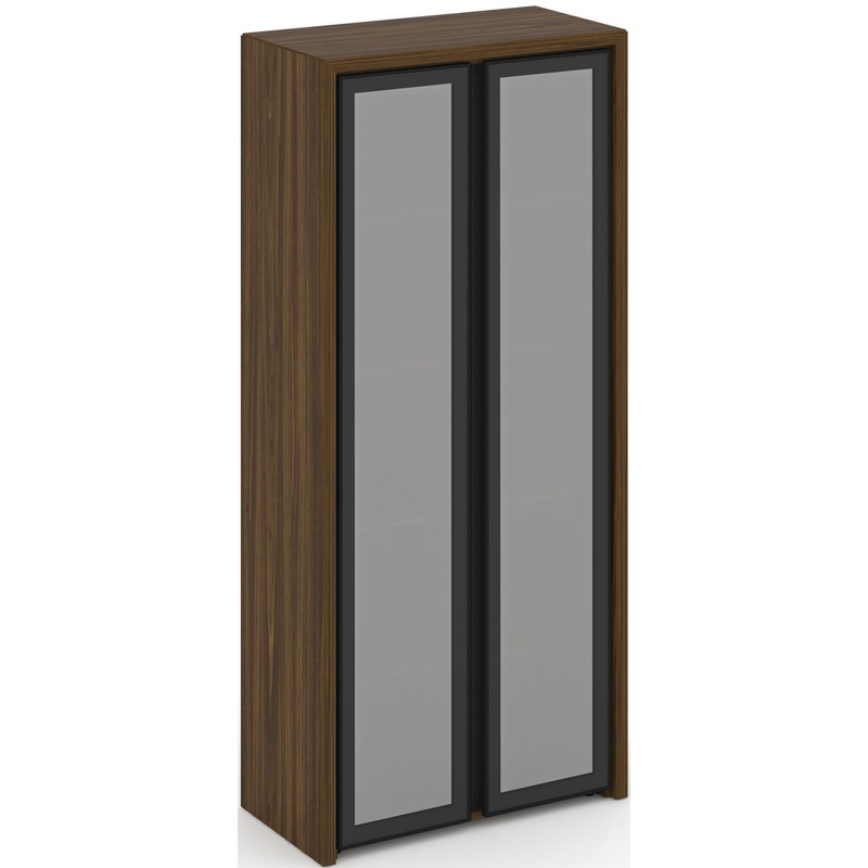 Изображение товара Шкаф для документов Corner 900х450х2000 мм орех лоренцо/графит/сатин/чёрный