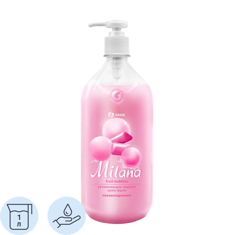 Изображение товара Крем-мыло Grass Milana Fruit bubbles 1000 мл - увлажняющее и очищающее средство для рук
