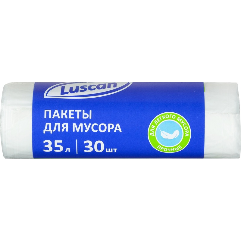 Изображение товара Мешки для мусора Luscan 35л белые 30 штук из ПНД высокая прочность