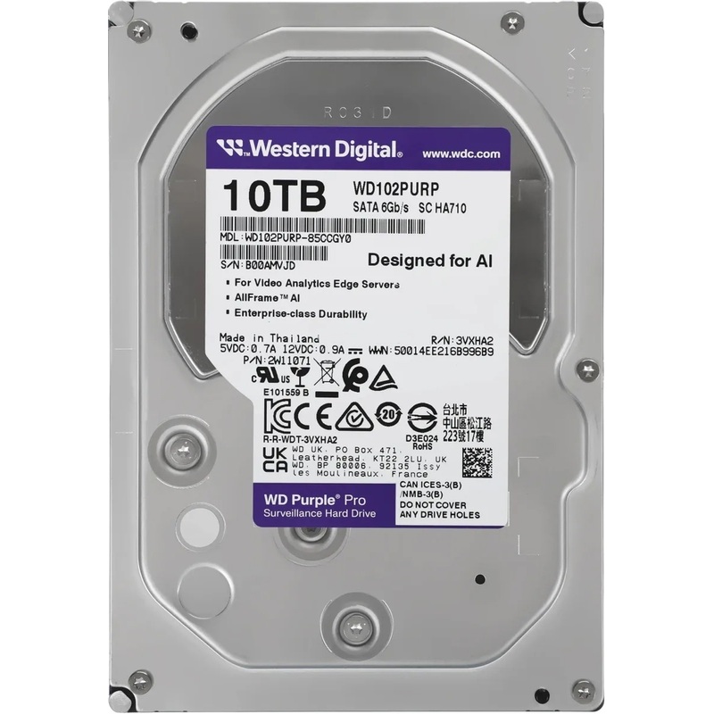 Изображение товара Жёсткий диск Western Digital Purple WD102PURP 10 ТБ для видеонаблюдения