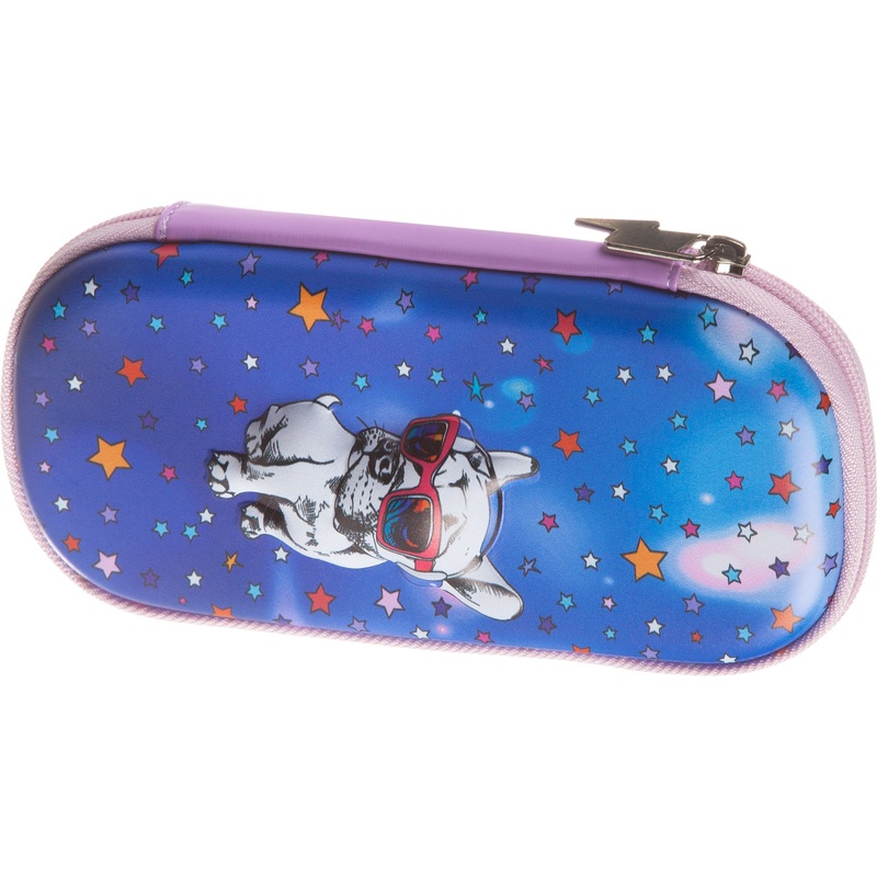Изображение товара Пенал-косметичка односекционный Комус Класс 3D pug dog фиолетовый для девочек