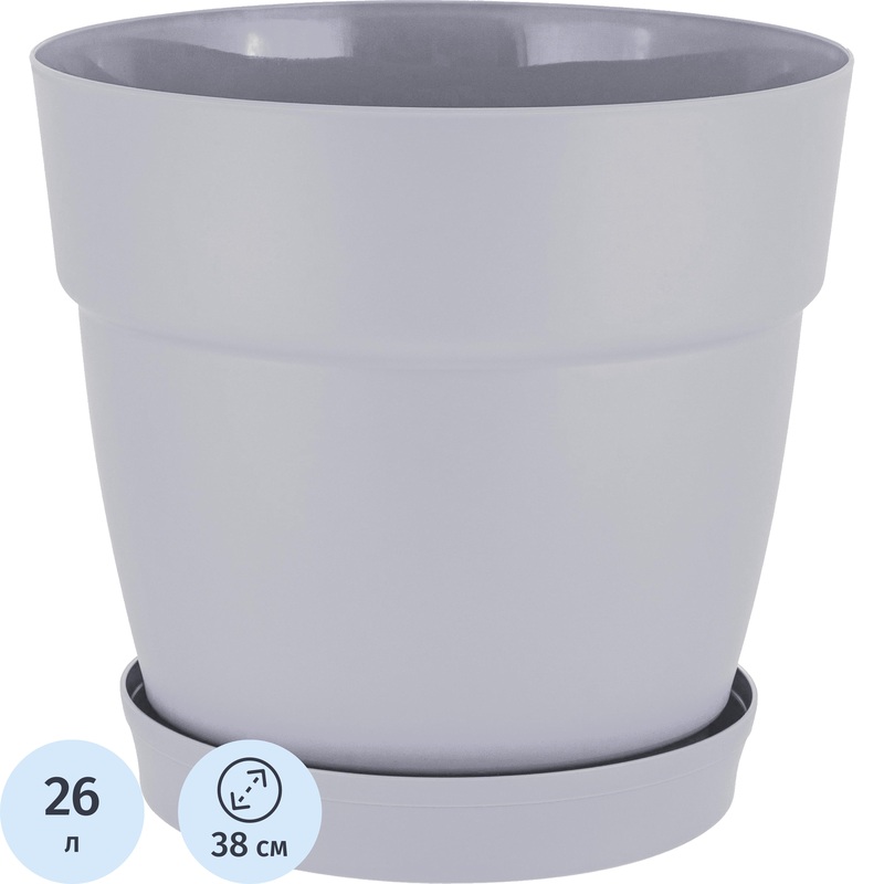 Изображение товара Горшок для цветов с поддоном InGreen Villa de Fiori 26 л утренний туман
