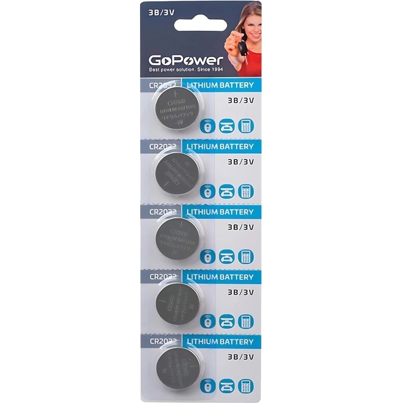 Изображение товара Батарейка CR2032 GoPower (5 штук в упаковке)