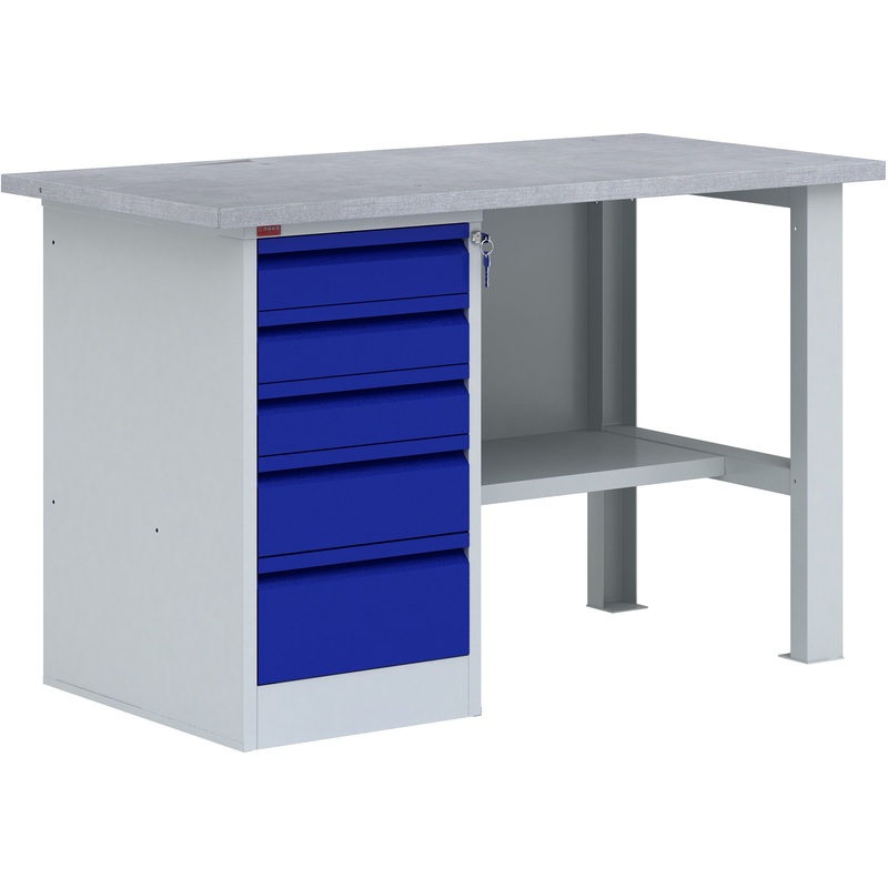 Изображение товара Верстак Пакс металлический ВП-3Т/1.6 с тумбой и полкой