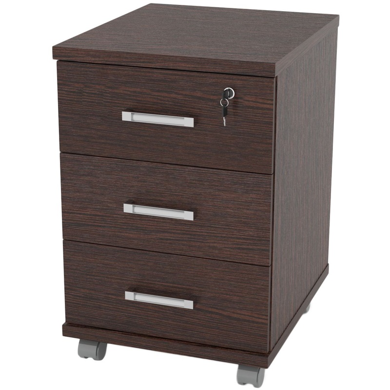 Изображение товара Тумба подкатная Комус Мебель Сатурн-Д с замком 3 ящика венге 432х508х660 мм