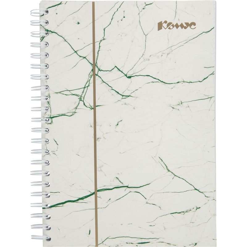 Изображение товара Тетрадь общая А4 120л Комус МраморЗеленый клетка,80г,греб,карт,фольг,УФ-лак