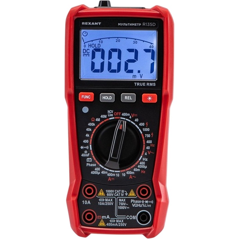 Изображение товара Цифровой мультиметр Rexant R135D с True RMS, 4000 дисплей, функции измерения