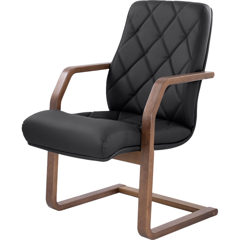 Изображение товара Конференц-кресло Верона чёрное/тёмный орех из экокожи