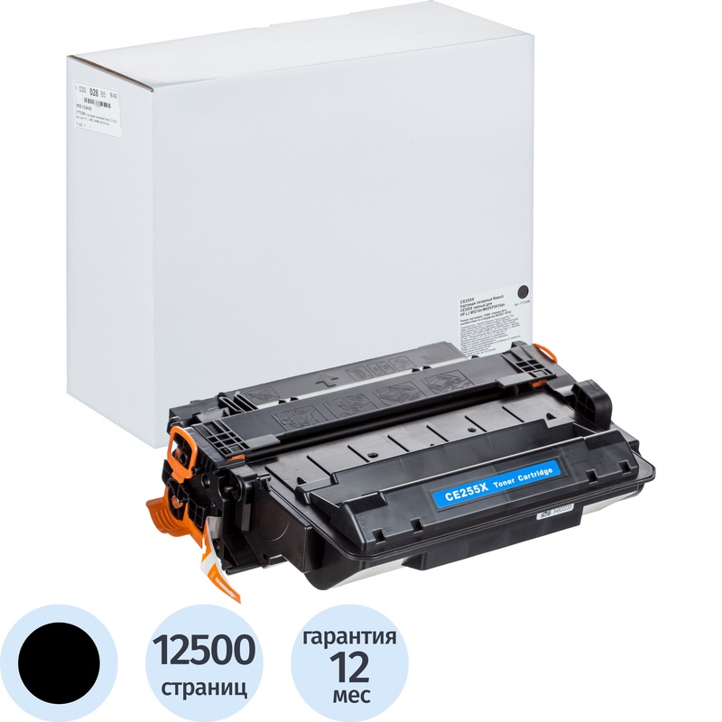 Изображение товара Лазерный картридж Retech 55X CE255X для HP 12500 страниц чёрный совместимый