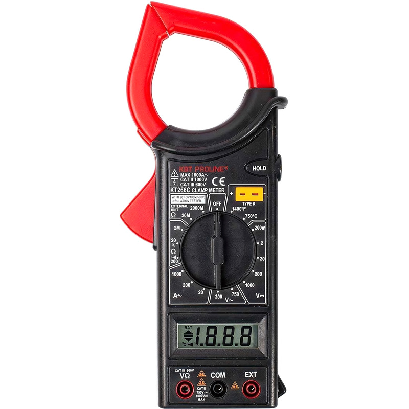 Изображение товара Цифровые токовые клещи КВТ Proline KT 266C для измерения тока, температуры и сопротивления