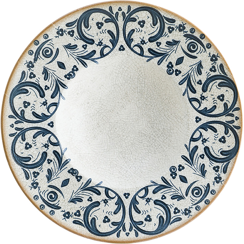 Изображение товара Тарелка обеденная фарфоровая Bonna Виенто диаметр 280 мм белая/синяя (69396)