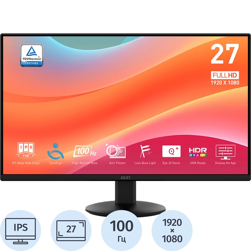 Изображение товара Монитор 27" MSI Pro MP272L чёрный (9S6-3PD6CT-008) Изображение товара Монитор 27" MSI Pro MP272L чёрный (9S6-3PD6CT-008)