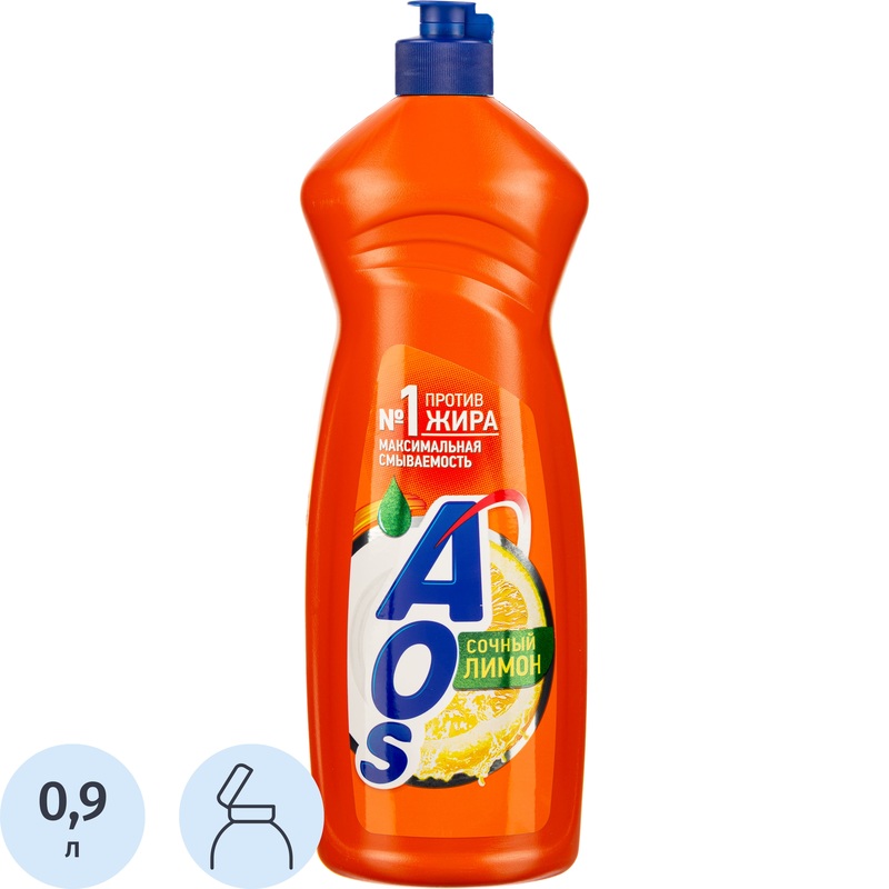 Изображение товара Средство для мытья посуды AOS Лимон гель 0.9 л