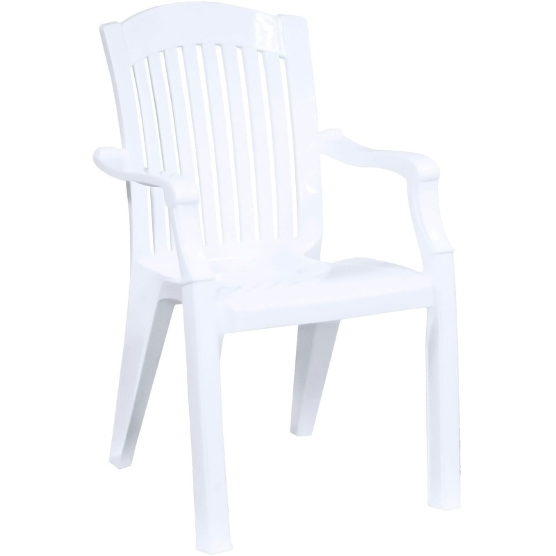Изображение товара Кресло пластиковое Премиум белое с подлокотниками для улицы и дома