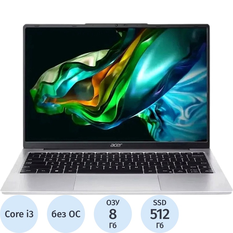 Изображение товара Ноутбук Acer Aspire AL14-31P-36EN 14" серебристый Intel Core i3 N300/8 ГБ/SSD 512 ГБ (NX.KS9ER.001)