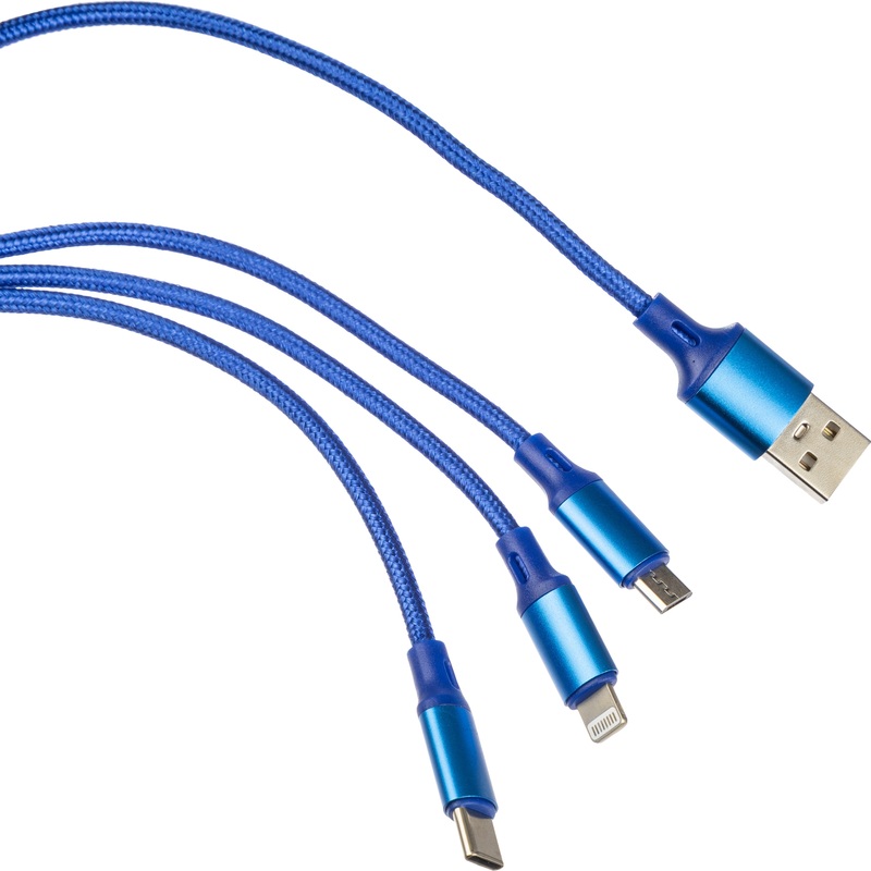 Изображение товара Кабель Shine USB Type-C micro USB Lightning 1.2 м синий