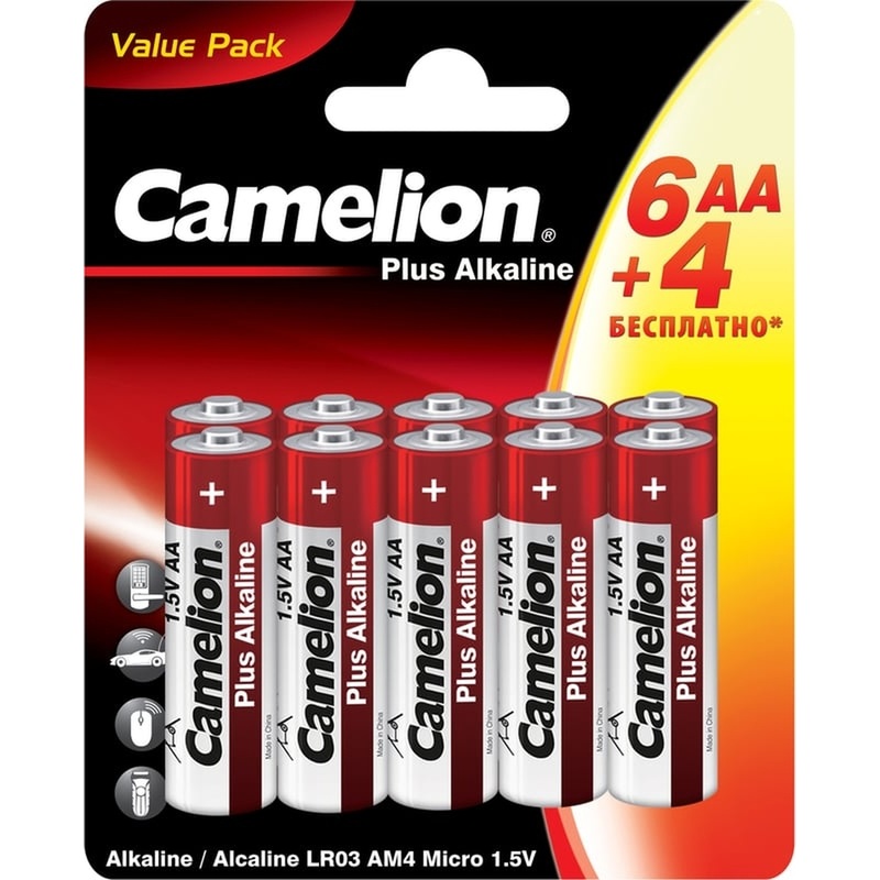 Изображение товара Батарейка AA пальчиковая Camelion Plus Alkaline 10 штук