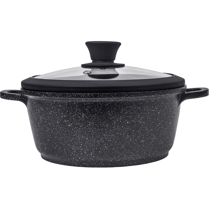 Изображение товара Кастрюля Panairo Harfe Black 3.3 л из литого алюминия с крышкой