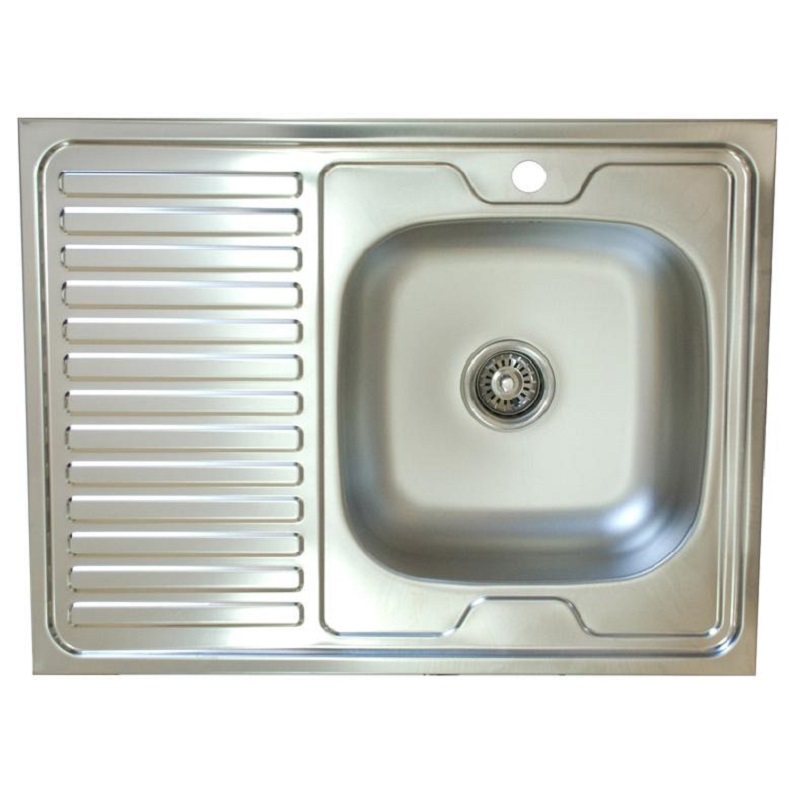 Изображение товара Мойка с сифоном из нержавеющей стали 800x600 мм, прямоугольная, глянцевая