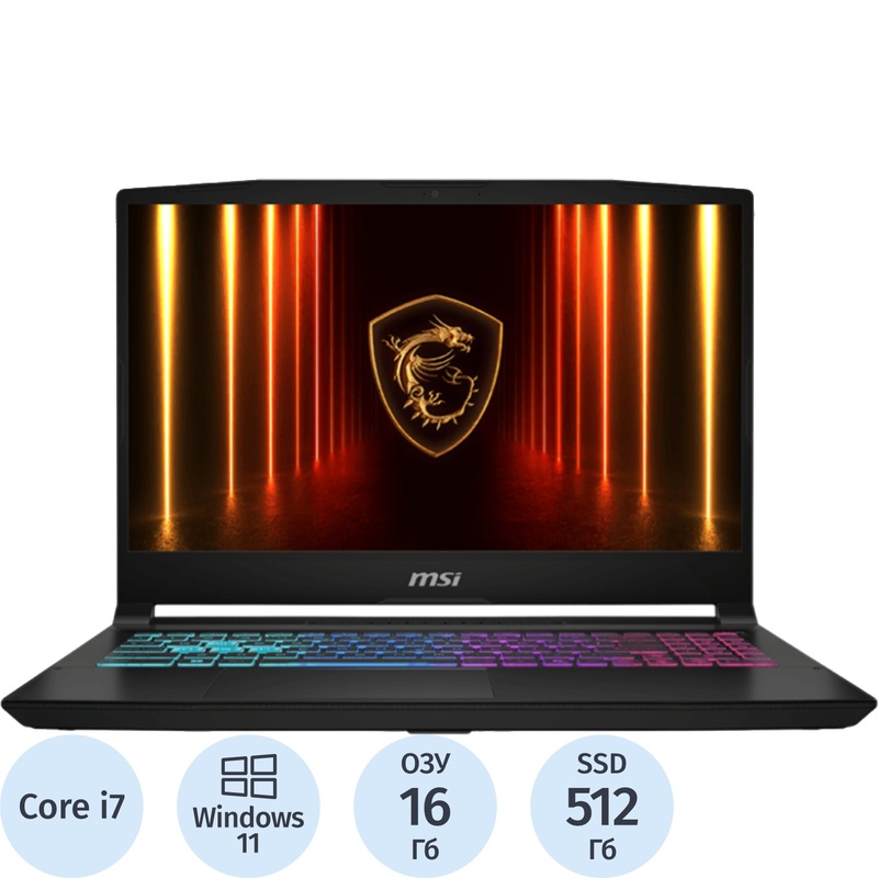 Изображение товара Ноутбук игровой MSI Katana 15 HX B14WFK-021AU 15.6" чёрный Intel Core i7 14650HX/16 ГБ/SSD 512 ГБ/NVIDIA GeForce RTX 5060 (9S7-1587C1-021)
