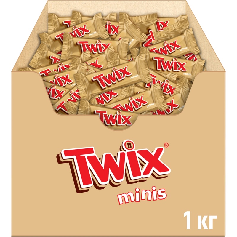 Изображение товара Шоколадные батончики Twix minis 1 кг с карамелью и печеньем