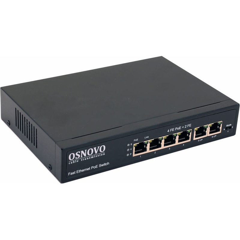 Изображение товара Коммутатор Osnovo SW-20600 с поддержкой PoE и 4 портами LAN