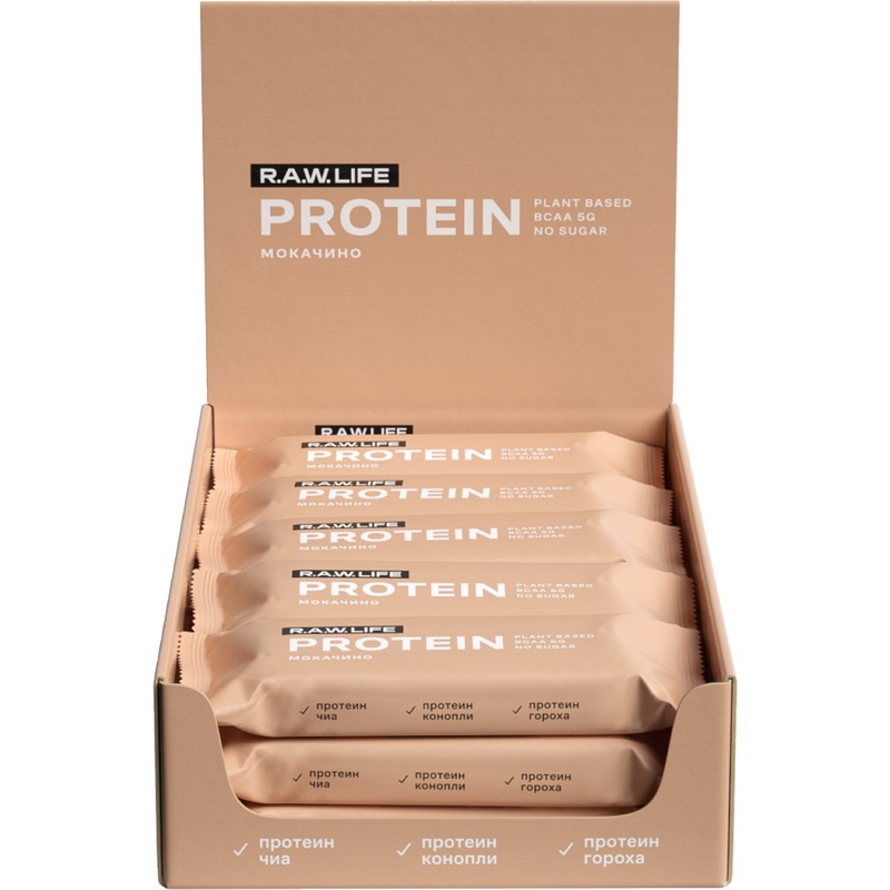 Изображение товара Батончик протеиновый R.A.W.Life мокачино (15 батончиков по 43 г)