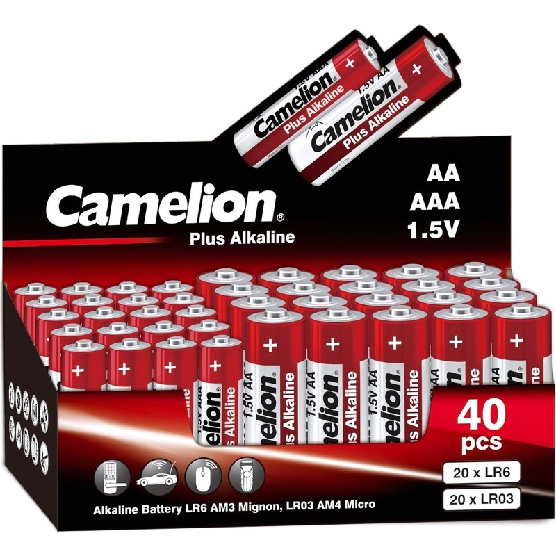 Изображение товара Набор батареек Camelion Plus 40 штук алкалиновые AAA AA длительный срок хранения