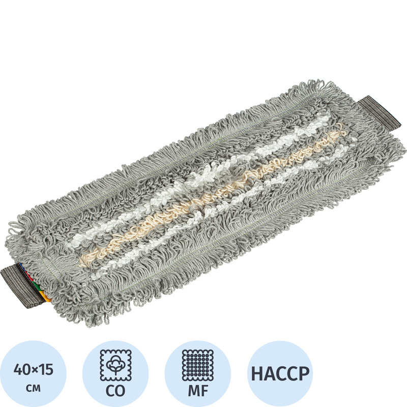 Изображение товара Насадка МОП для швабры-флаундера (плоской) Vileda Professional Трио УльтраСпид Про микрофибра/хлопок 40x15 см серая