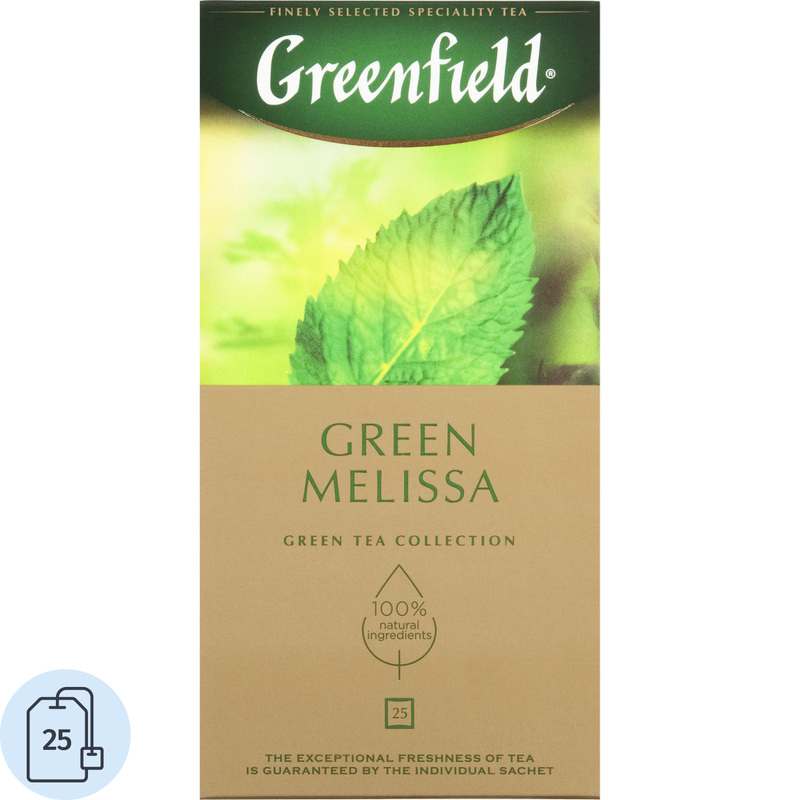 Изображение товара Зеленый чай Greenfield Green Melissa в пакетиках 25 шт натуральный аромат