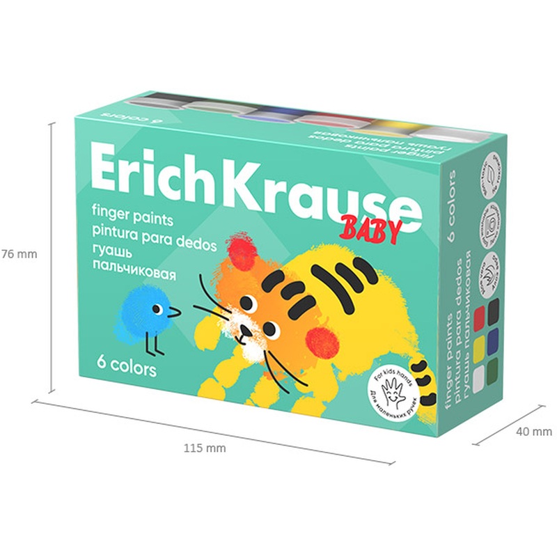 Изображение товара Гуашь ErichKrause Baby с Алоэ Вера 6 цветов по 20 мл для детей