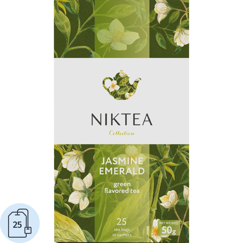 Изображение товара Зеленый чай Niktea Jasmine Emerald 25 пакетиков натуральный ароматный чай