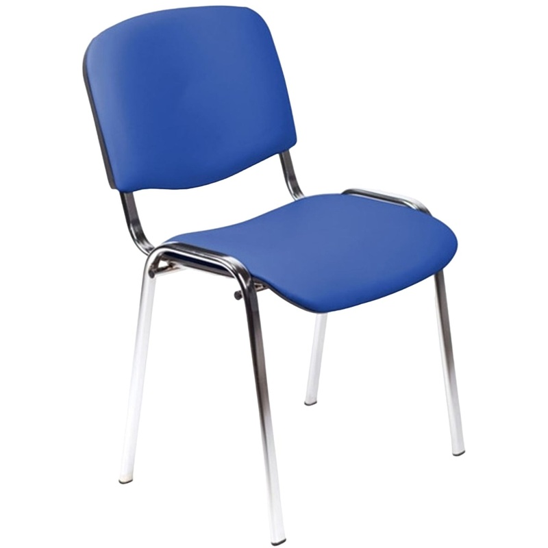Изображение товара Стул офисный Изо синий кожзаменитель на хромированном каркасе