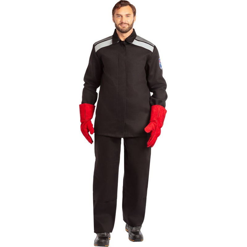 Изображение товара Костюм сварщика 17-17111 летний чёрный/серый с ХБ накладками