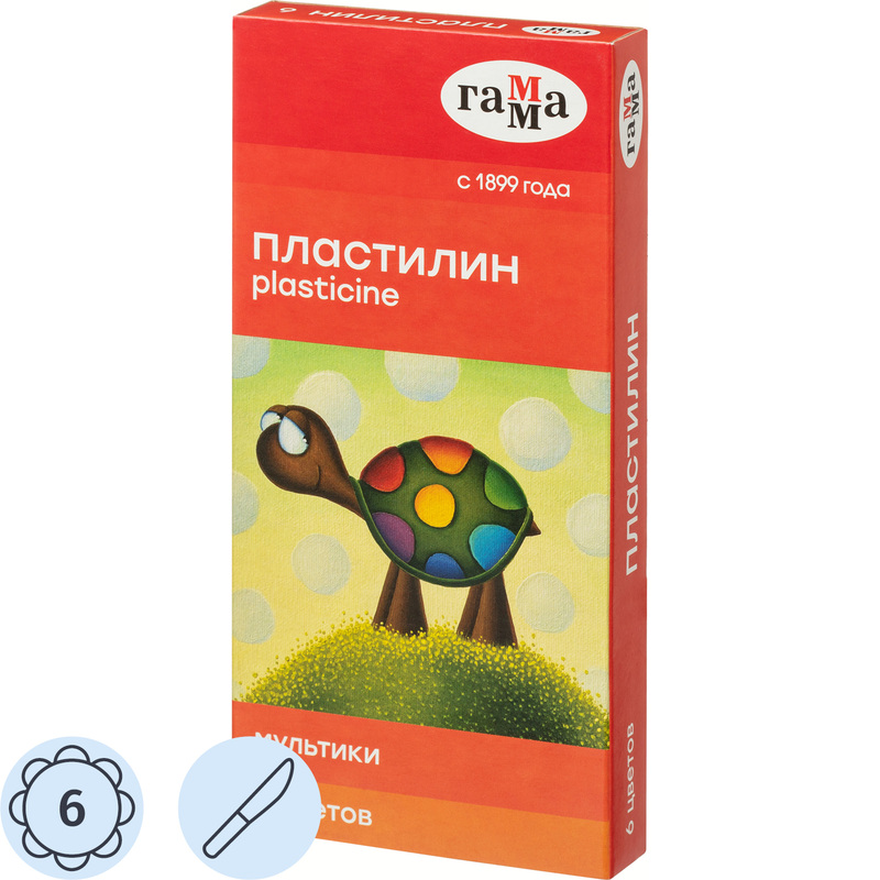 Изображение товара Пластилин классический Гамма Мультики 6 цветов 120 грамм