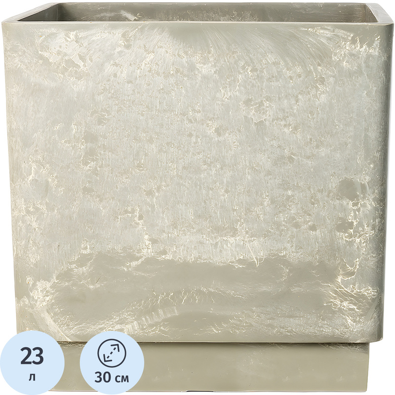 Изображение товара Горшок для цветов GreenShip 23 л квадратный светлый древесный уголь